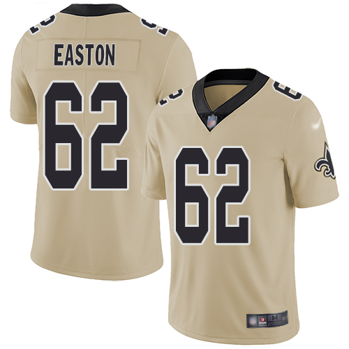 Men New Orleans Saints Limited Gold Nick Easton Jersey NFL Football 62 Inverted Legend Jersey